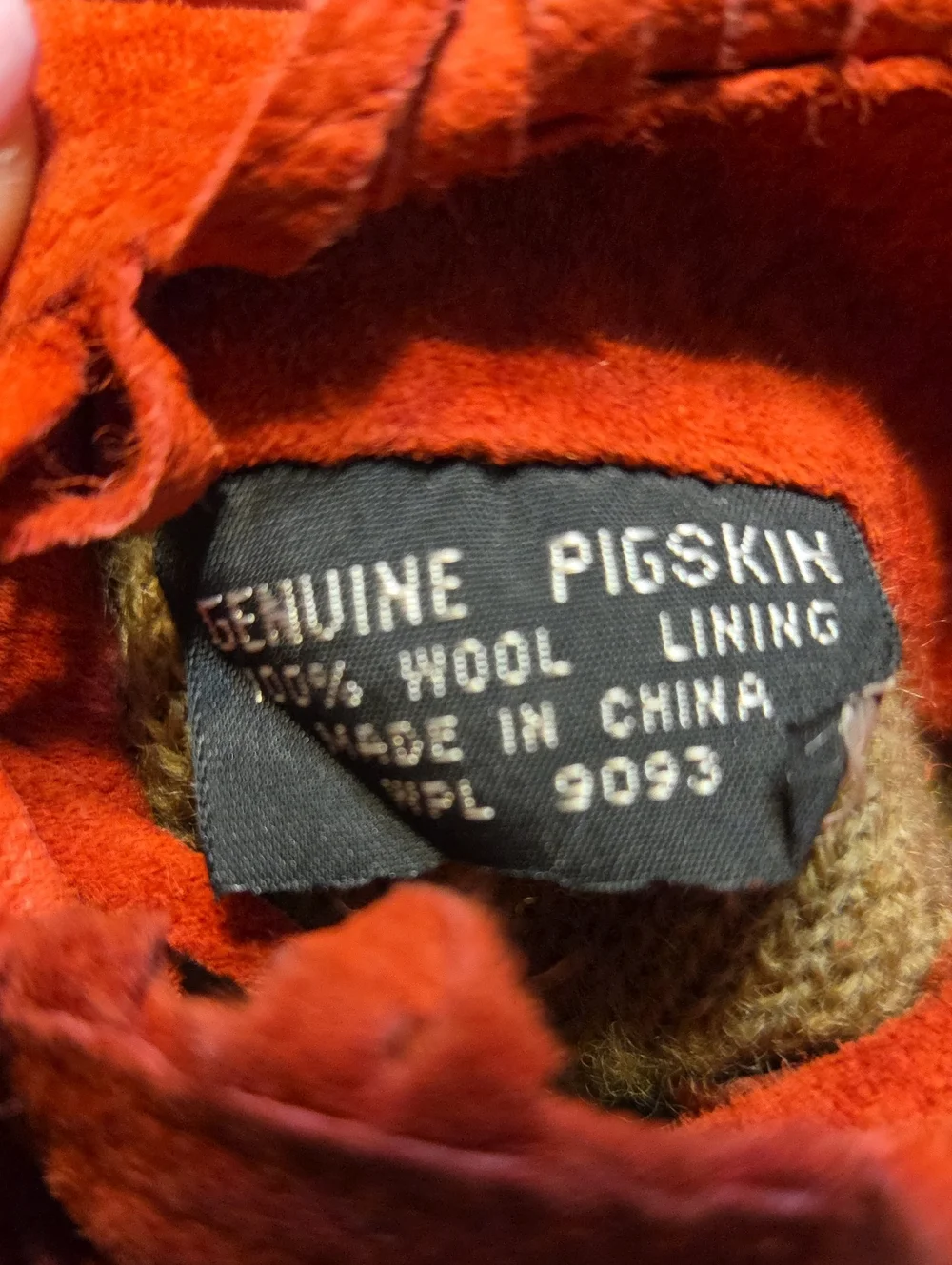 Vintage Genuine Pigskin Leather Fringe Trimmed Glives in Rich Red